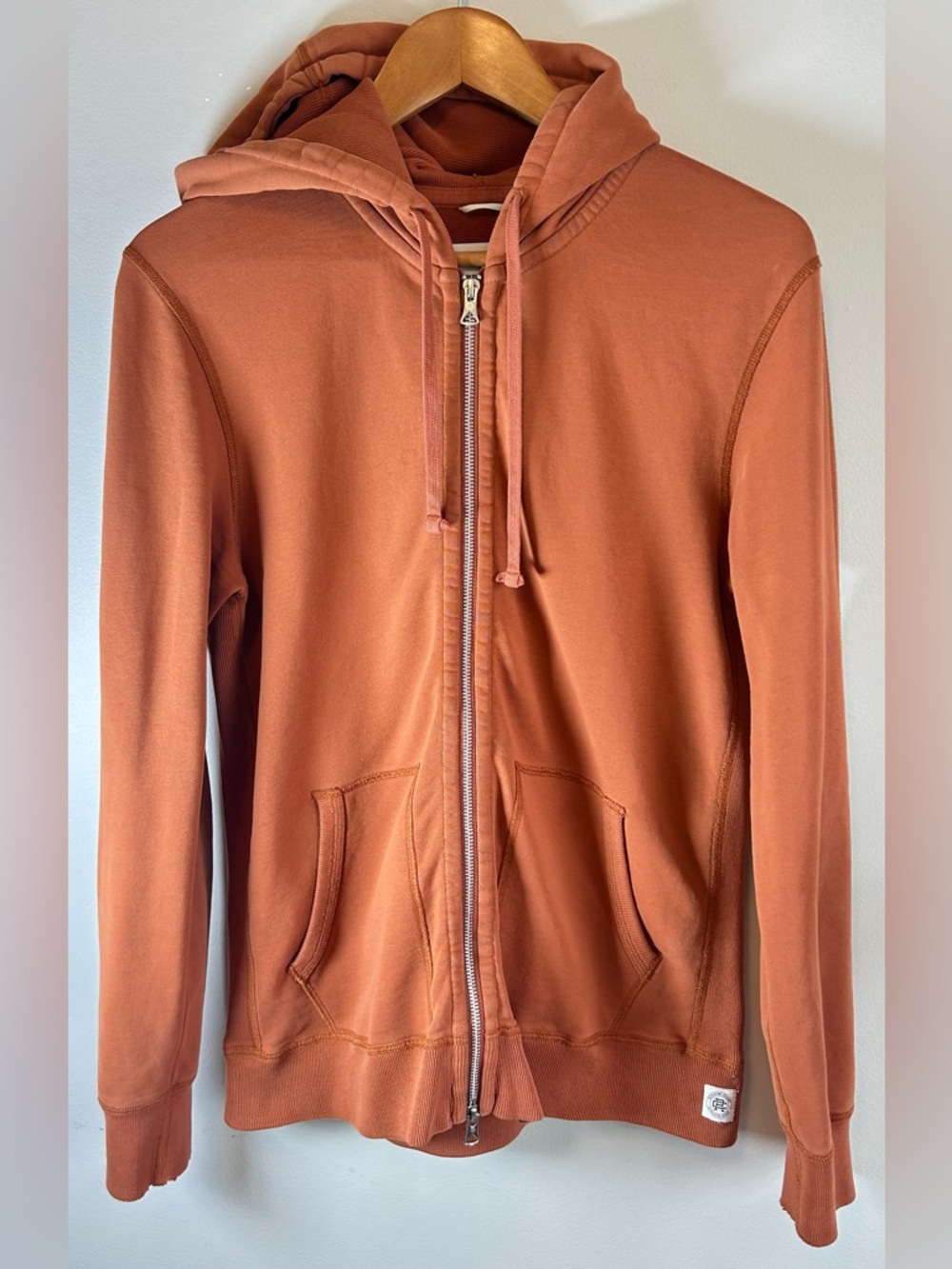 Reigning Champ Midweight Terry Classic Full Zip Hoodie Sweater Size M Orange